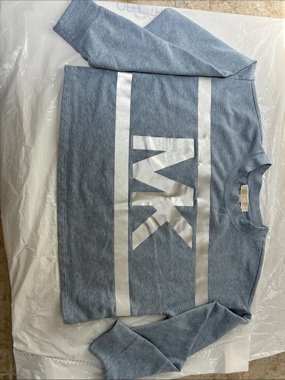 Michael Kors women’s blue Sweatshirt with Metallic MK Logo